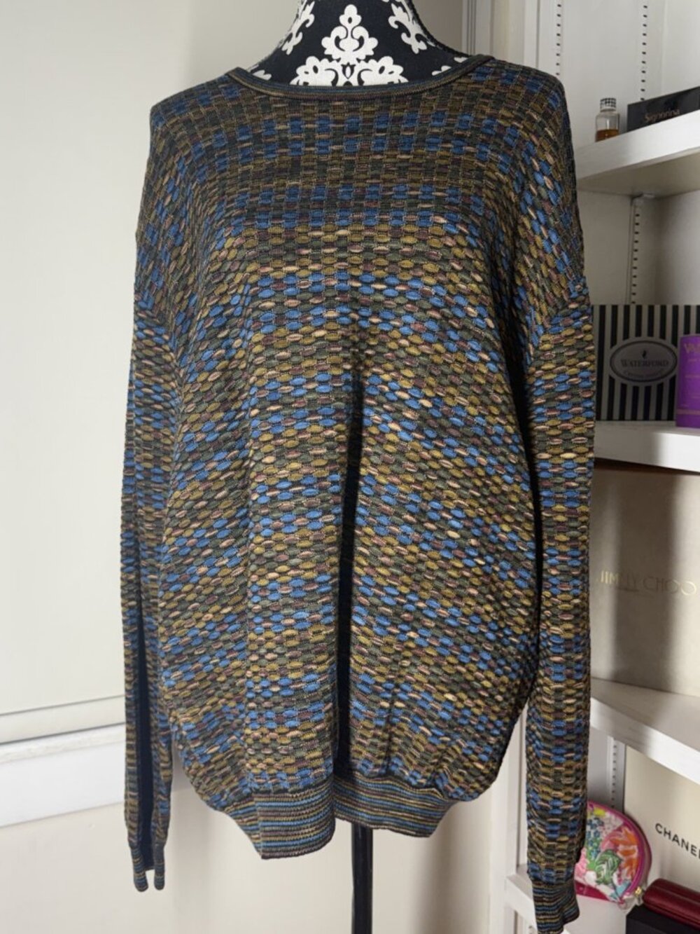 Vintage Jhane Barnes Colorful Wool Blend Knit Sweater XL Excellent Beautiful